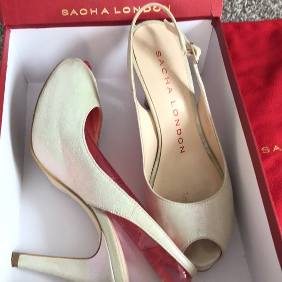 Sacha London peep toe sandals shimmery nude color - Picture 6 of 7